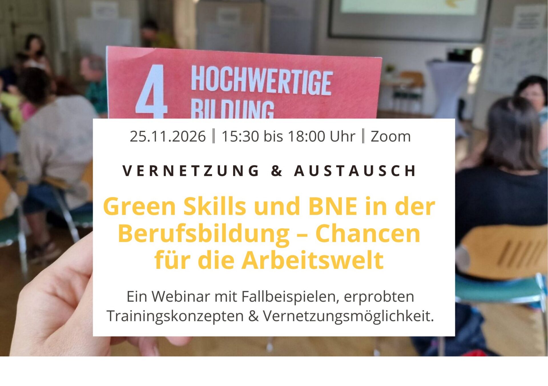 Greenskills Flyer Webinar zu BNE & Green skills